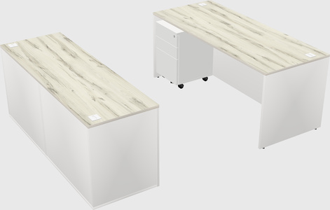 Parallel desk with credenza