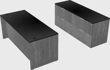 Parallel desk with credenza