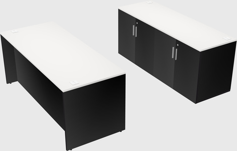 Parallel desk with credenza