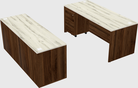 Parallel desk with credenza