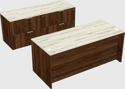 Parallel desk with credenza