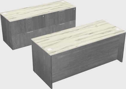 Parallel desk with credenza