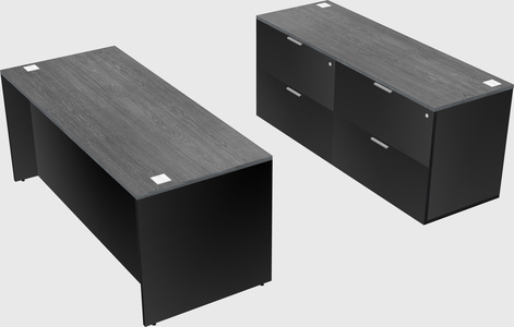 Bureau parallèle avec crédence