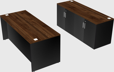 Bureau parallèle avec crédence