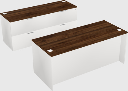 Parallel desk with credenza