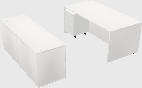 Bureau parallèle avec crédence