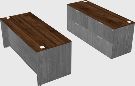Parallel desk with credenza