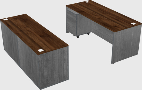 Parallel desk with credenza