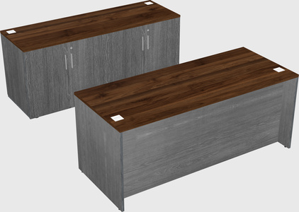 Parallel desk with credenza