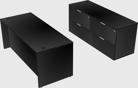 Parallel desk with credenza