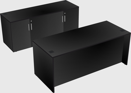 Parallel desk with credenza