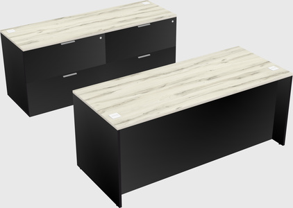 Bureau parallèle avec crédence