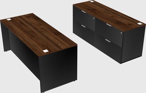 Parallel desk with credenza