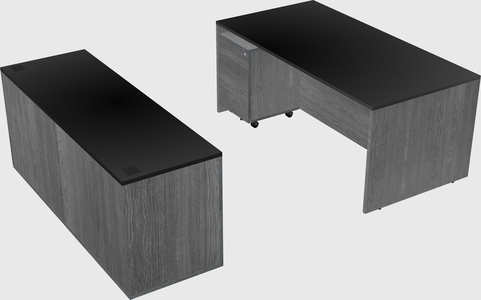 Parallel desk with credenza