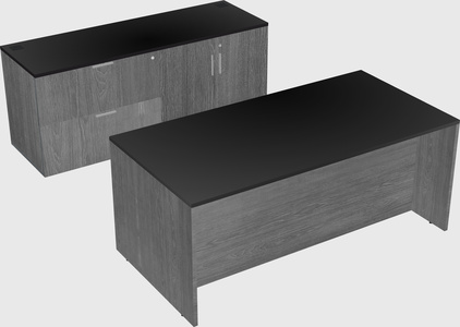 Parallel desk with credenza