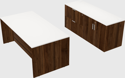 Parallel desk with credenza