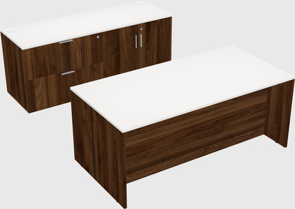 Parallel desk with credenza