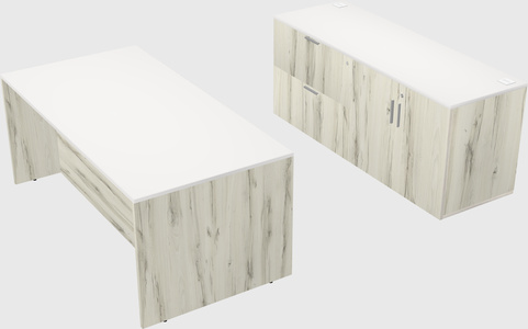 Parallel desk with credenza