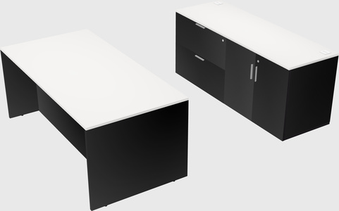 Bureau parallèle avec crédence