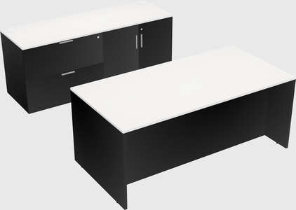 Bureau parallèle avec crédence