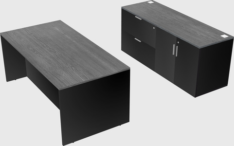 Bureau parallèle avec crédence