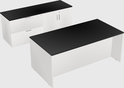 Parallel desk with credenza