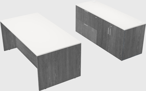 Bureau parallèle avec crédence