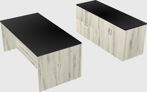 Parallel desk with credenza