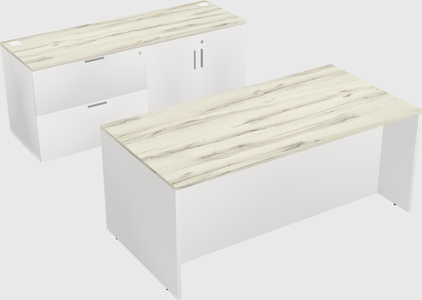 Parallel desk with credenza