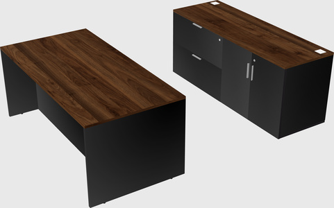 Bureau parallèle avec crédence