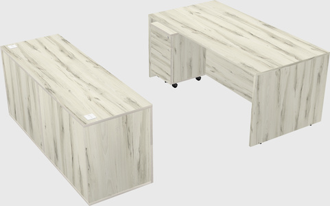 Parallel desk with credenza