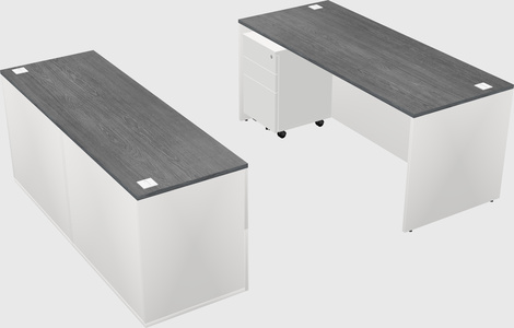 Parallel desk with credenza