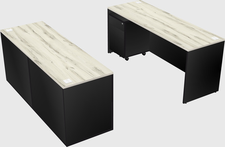 Bureau parallèle avec crédence