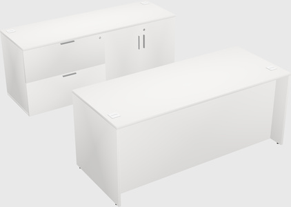 Bureau parallèle avec crédence