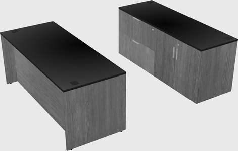 Parallel desk with credenza