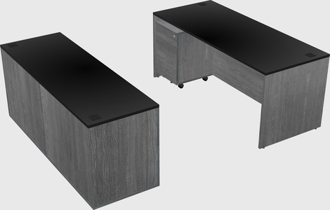 Parallel desk with credenza
