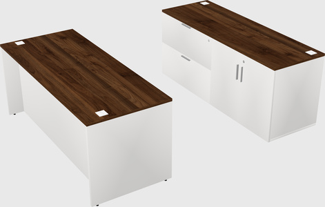 Parallel desk with credenza