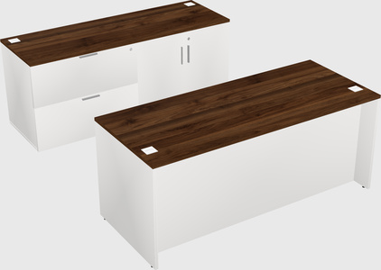 Parallel desk with credenza