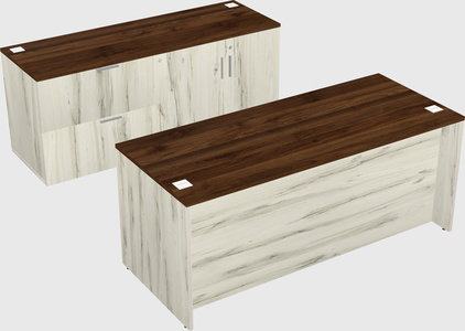 Parallel desk with credenza