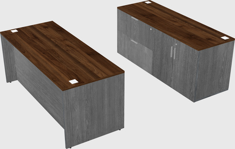 Parallel desk with credenza