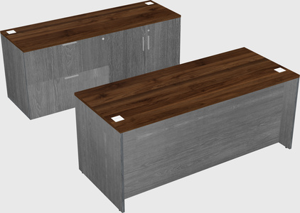 Parallel desk with credenza