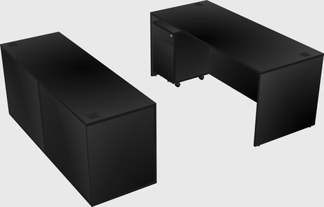 Parallel desk with credenza