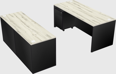 Bureau parallèle avec crédence