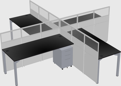 Bureaux à quatre cabines