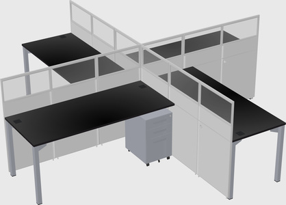 Bureaux à quatre cabines
