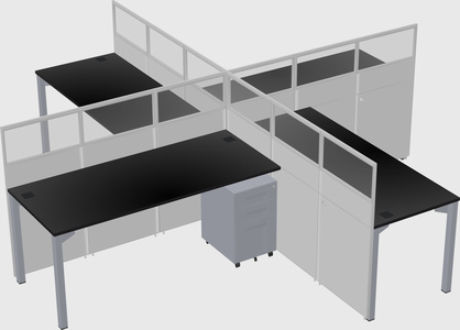 Bureaux à quatre cabines