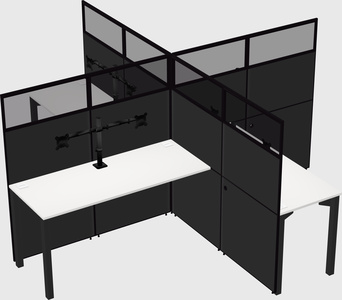 Bureaux à quatre cabines