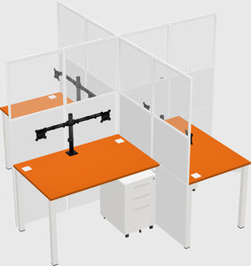 Bureaux à quatre cabines