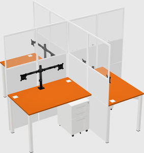 Bureaux à quatre cabines