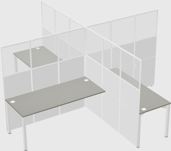 Bureaux à quatre cabines